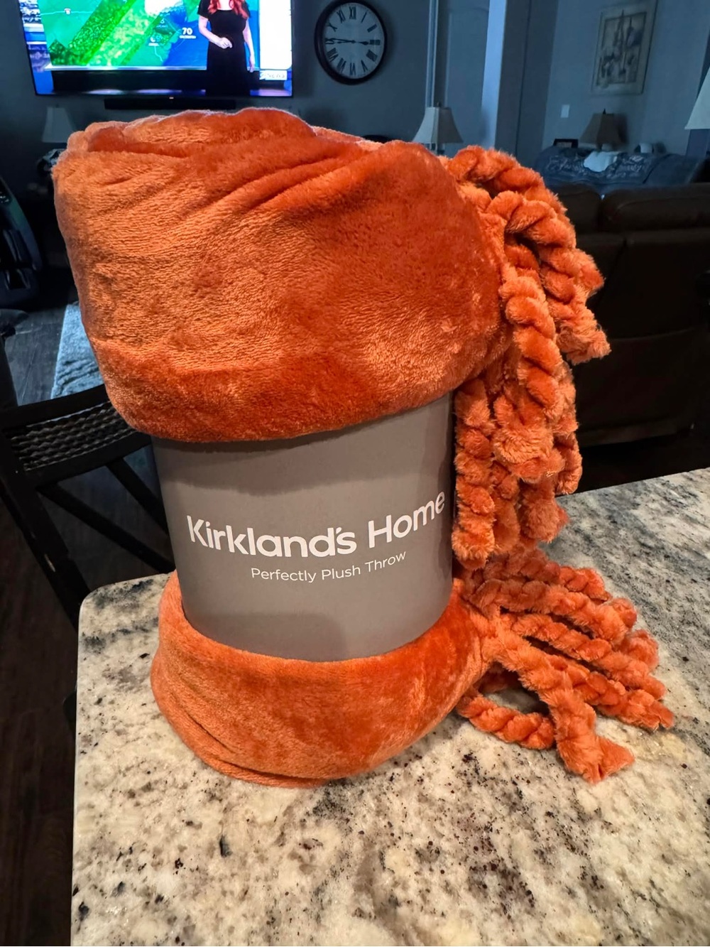 Kirkland's Home Plush Throw Blanket - Rich Rust Orange 50x60in